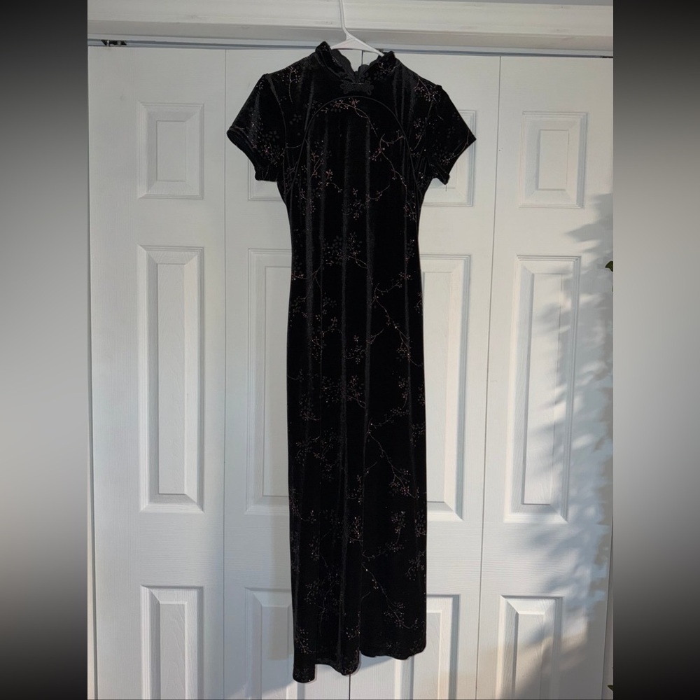 Dress Barn Black Maxi Dress with Subtle Pattern